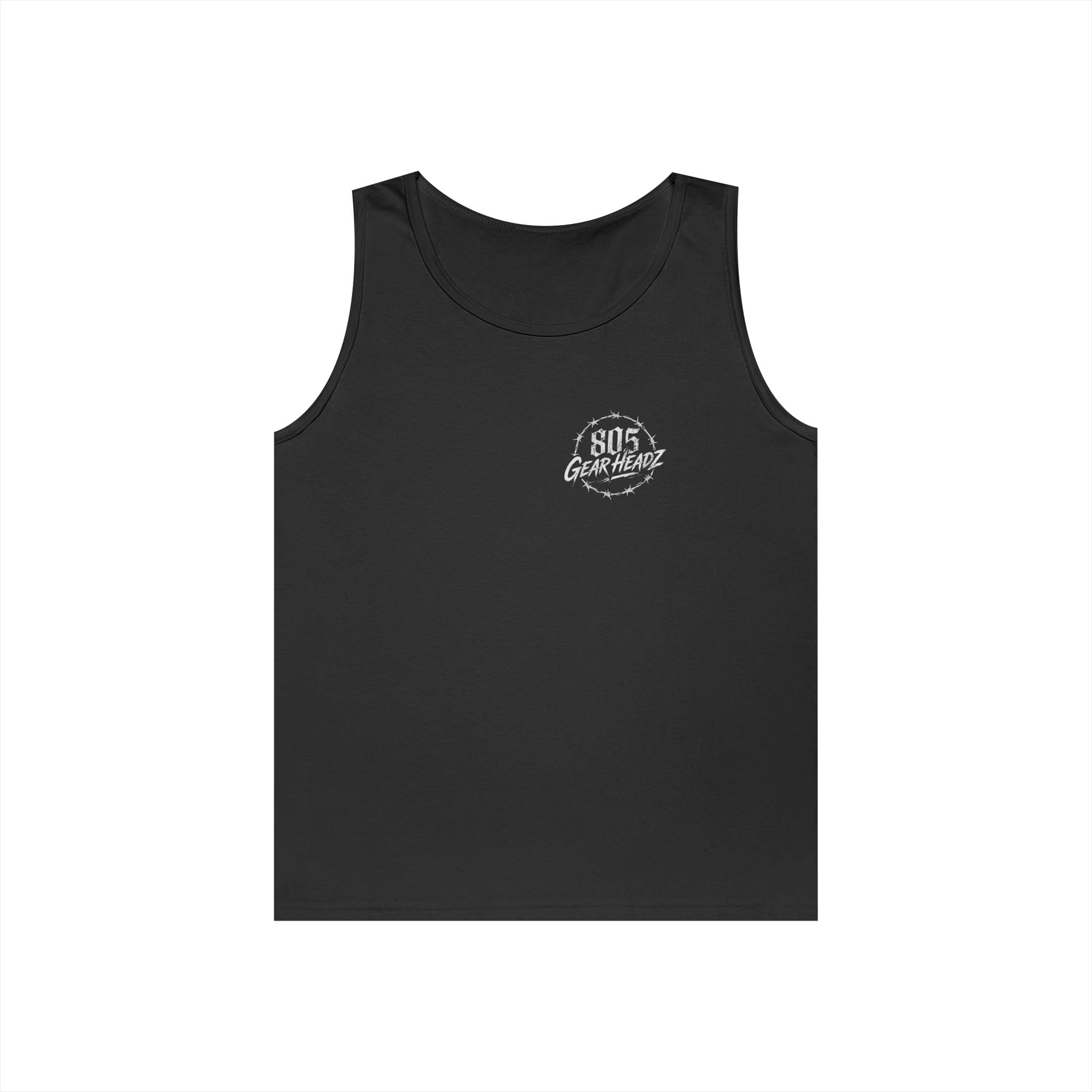 805 Gearheadz Tank Top — Barbed Wire Logo Muscle Tee for Car Enthusiasts