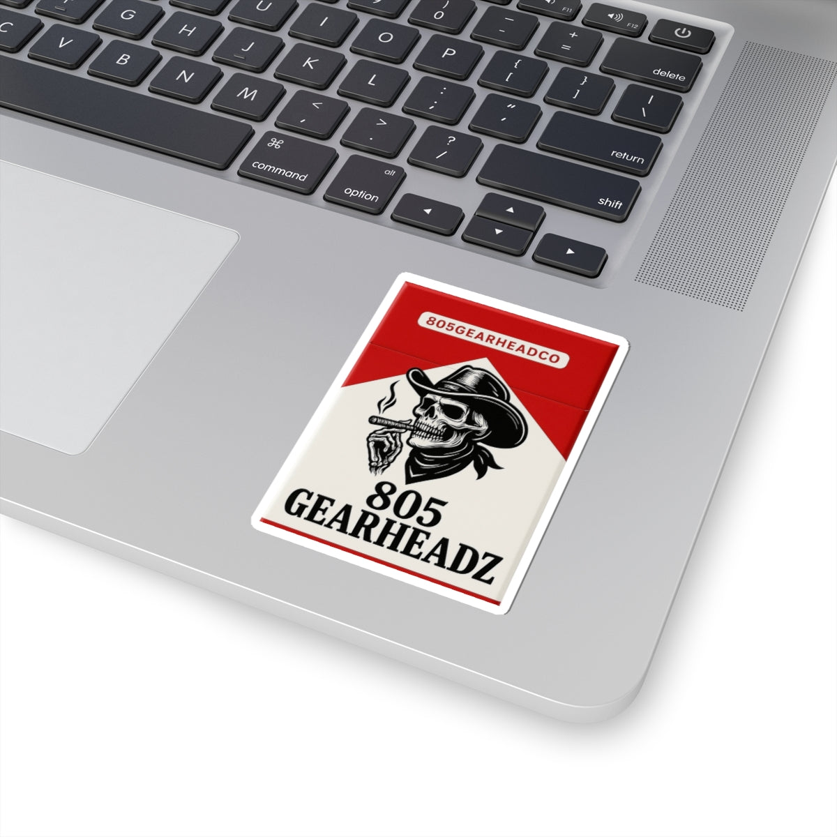 805 Gearheadz Skull Cigarette Sticker — Retro Biker Kiss-Cut Decal