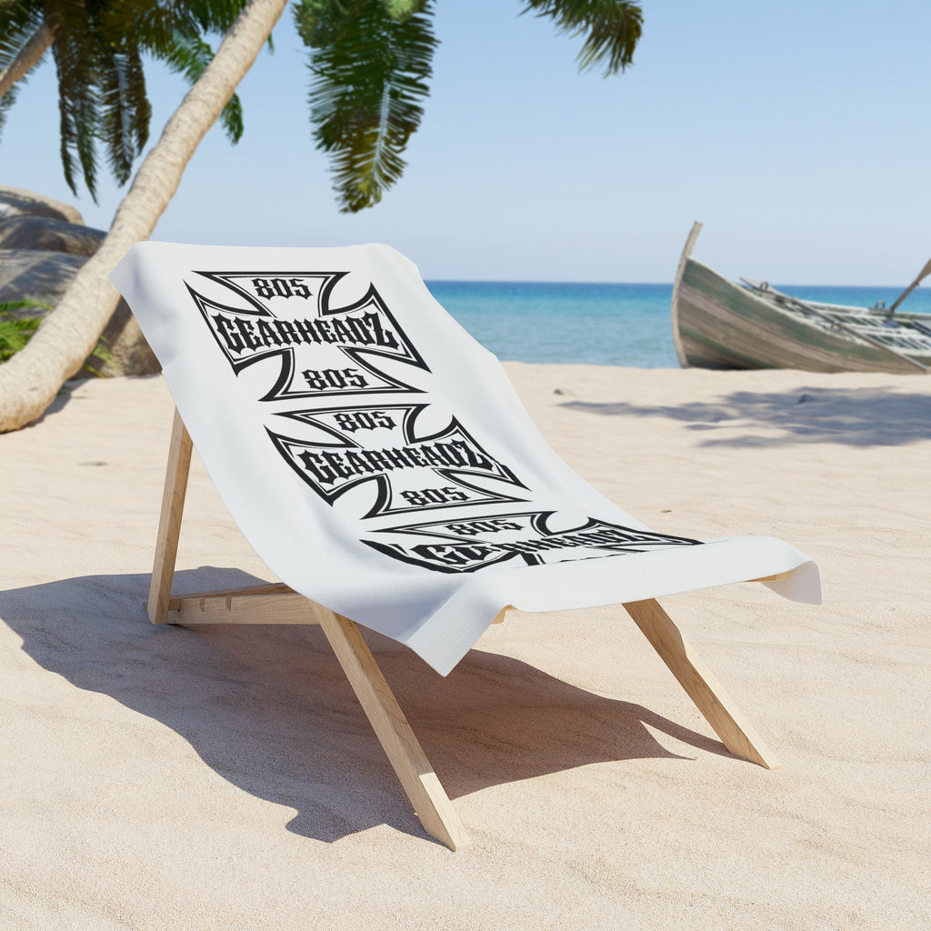 Beach Towel — 805 Gearhead Maltese Cross Design