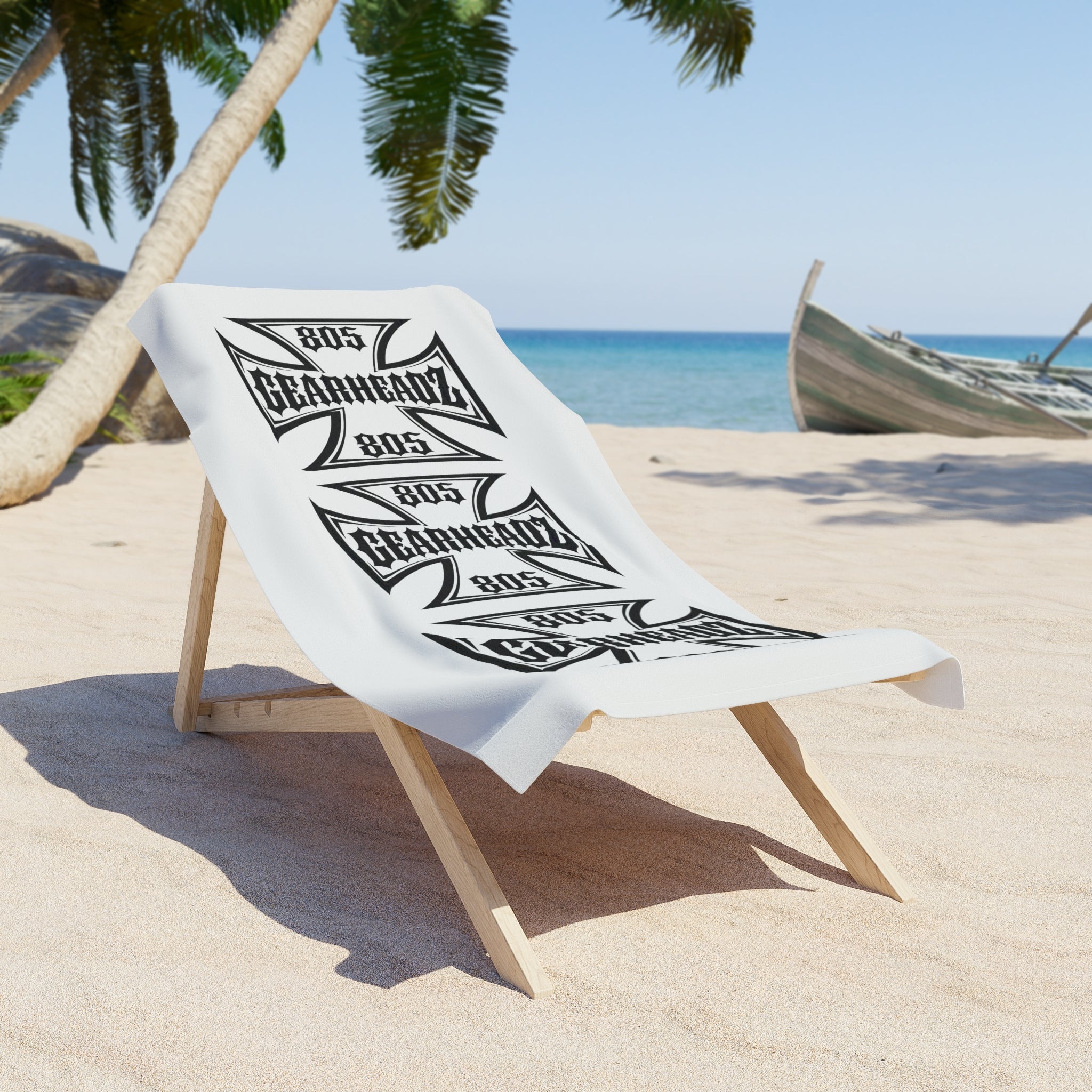 Beach Towel — 805 Gearhead Maltese Cross Design