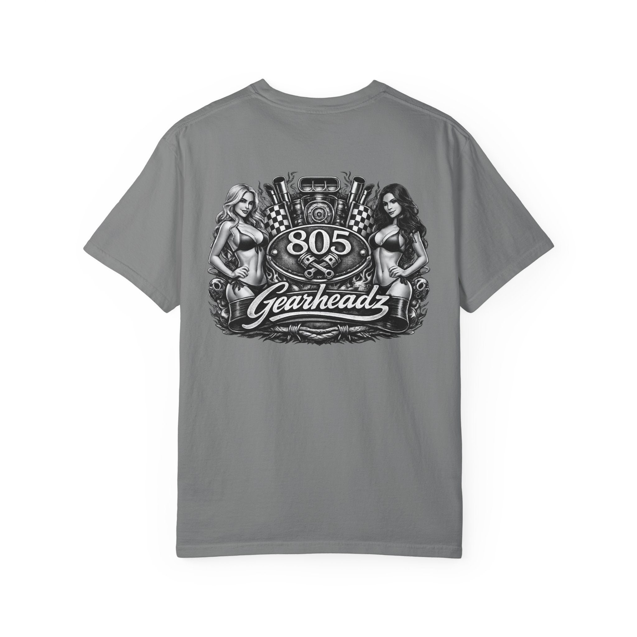 805 Gearheadz Motorcar T-Shirt — Retro Pinup Engine Graphic