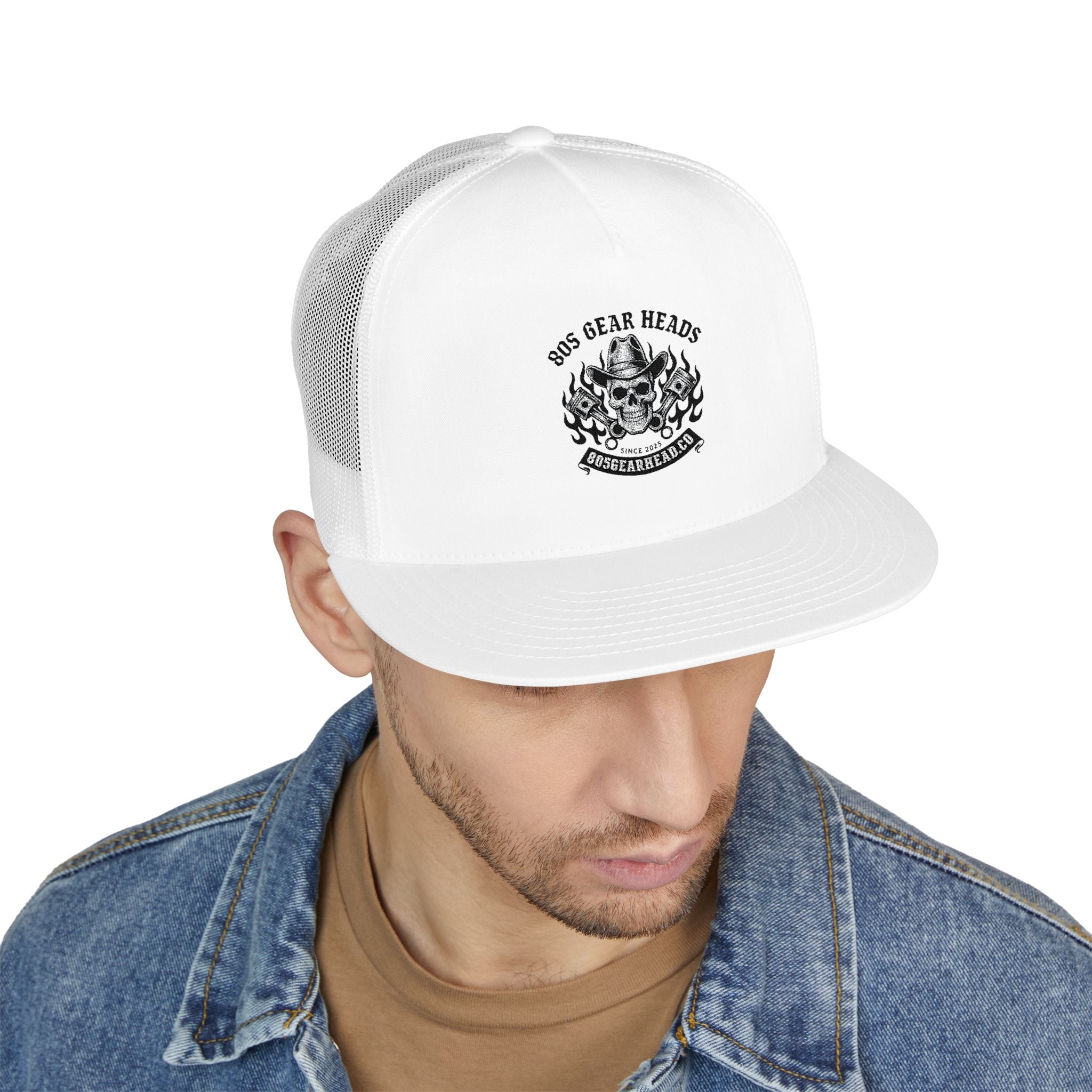 Embroidered Skull Trucker Cap