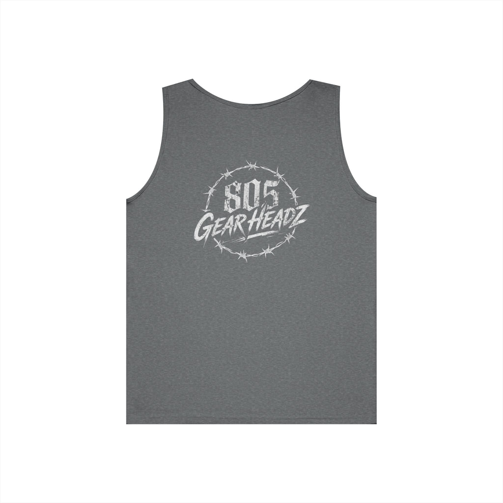 805 Gearheadz Tank Top — Barbed Wire Logo Muscle Tee for Car Enthusiasts