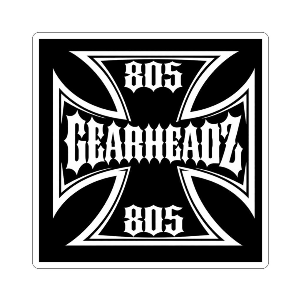 Gearheadz 805 Cross Sticker — Black Iron Cross Kiss-Cut Decal