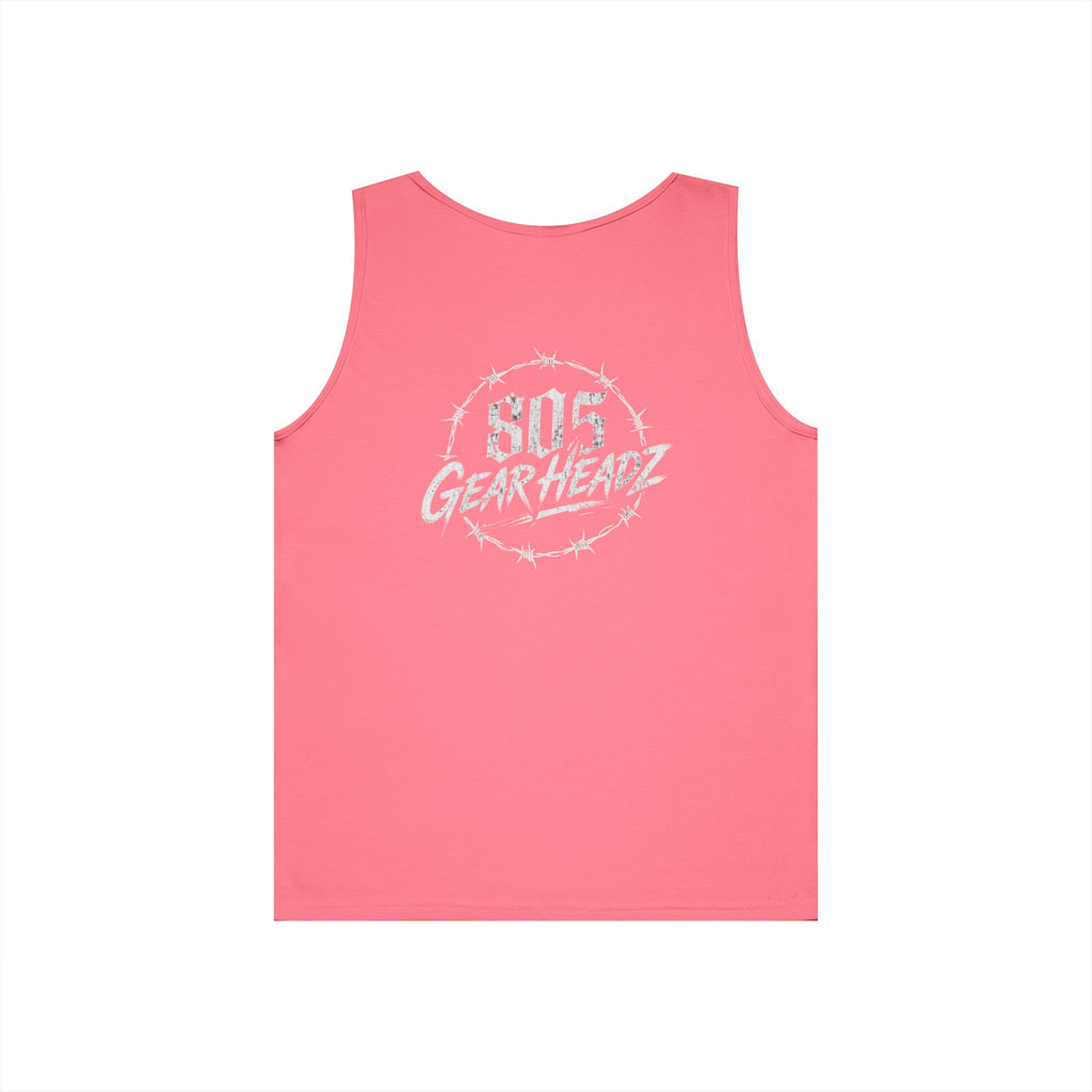 805 Gearheadz Tank Top — Barbed Wire Logo Muscle Tee for Car Enthusiasts