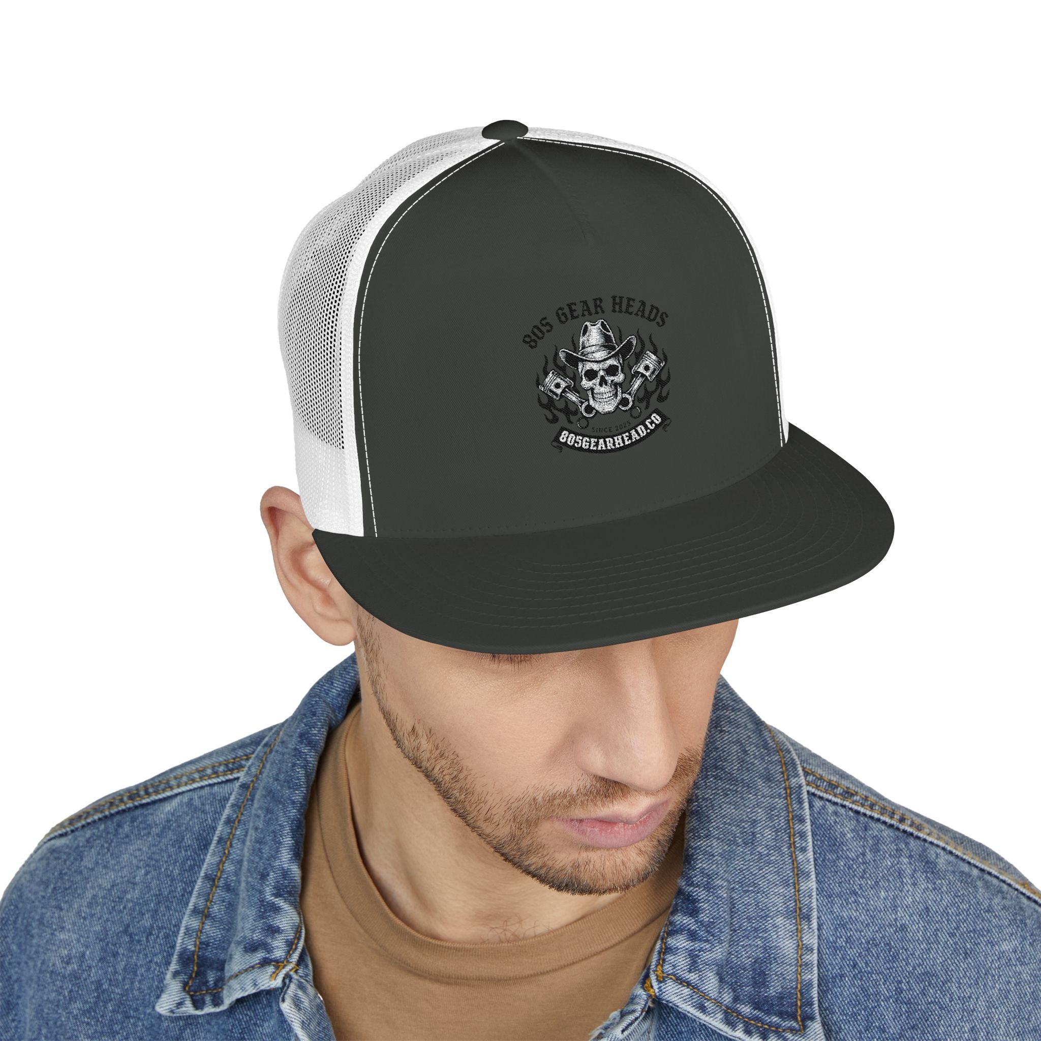 Embroidered Skull Trucker Cap
