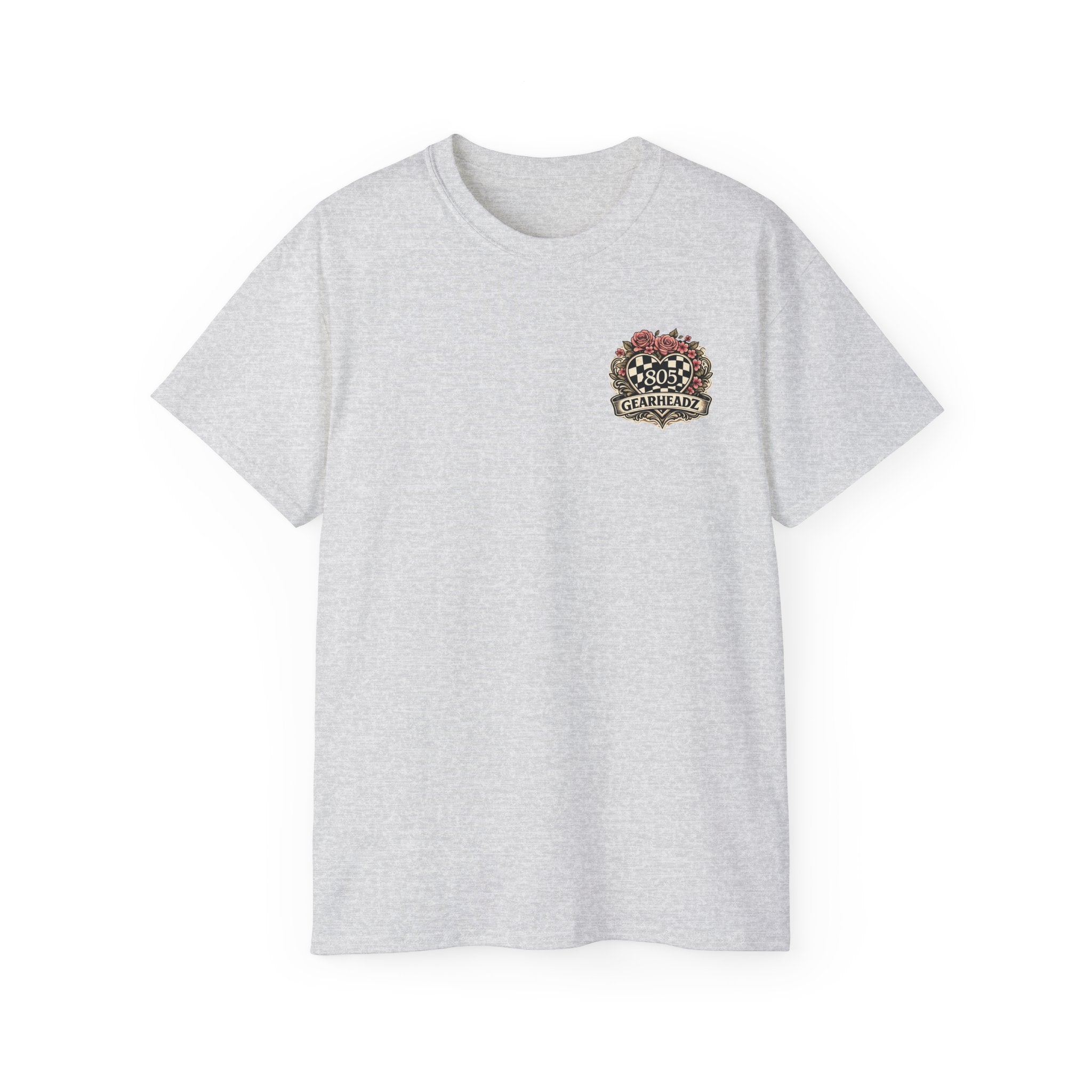 805 Gearheadz Racing Tee — Floral Checkered Crest Cotton Shirt