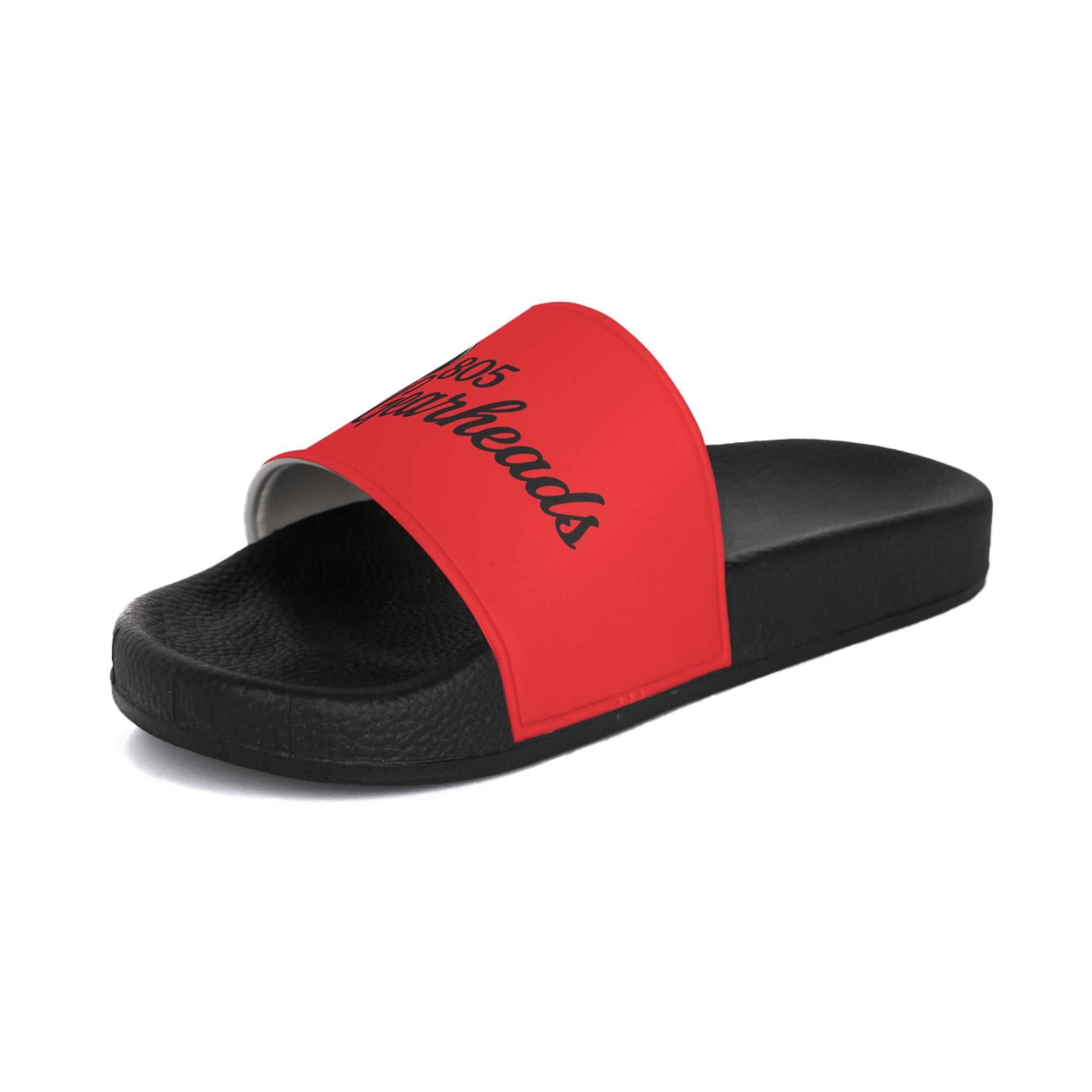 Men's Red Slide Sandals with '805 Gearheads' Skull & Hat Logo