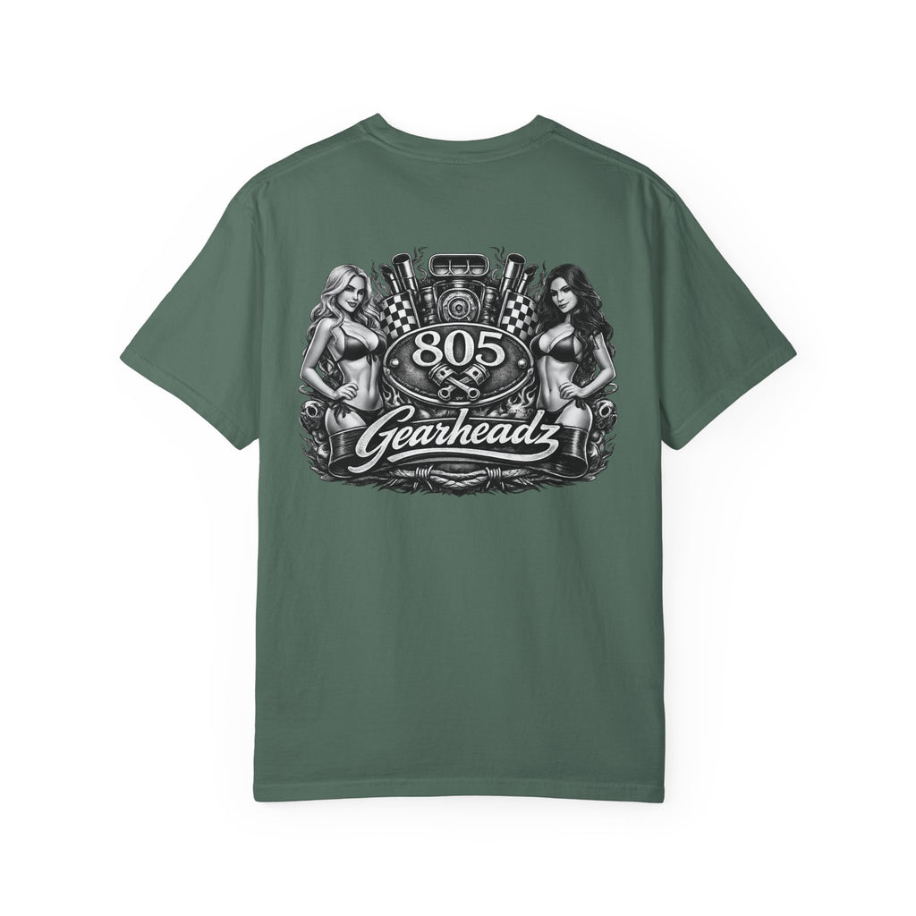 805 Gearheadz Motorcar T-Shirt — Retro Pinup Engine Graphic