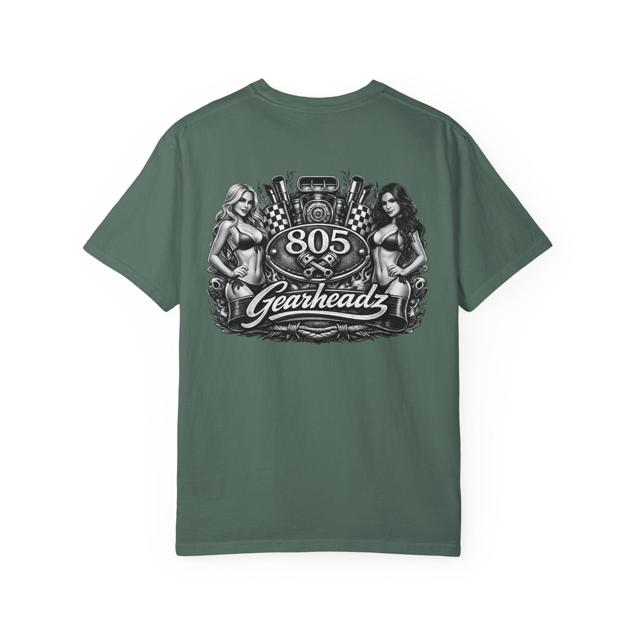 805 Gearheadz Motorcar T-Shirt — Retro Pinup Engine Graphic