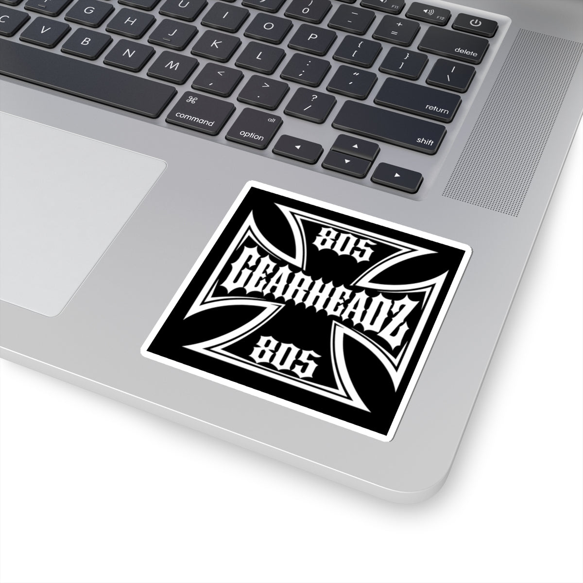 Gearheadz 805 Cross Sticker — Black Iron Cross Kiss-Cut Decal
