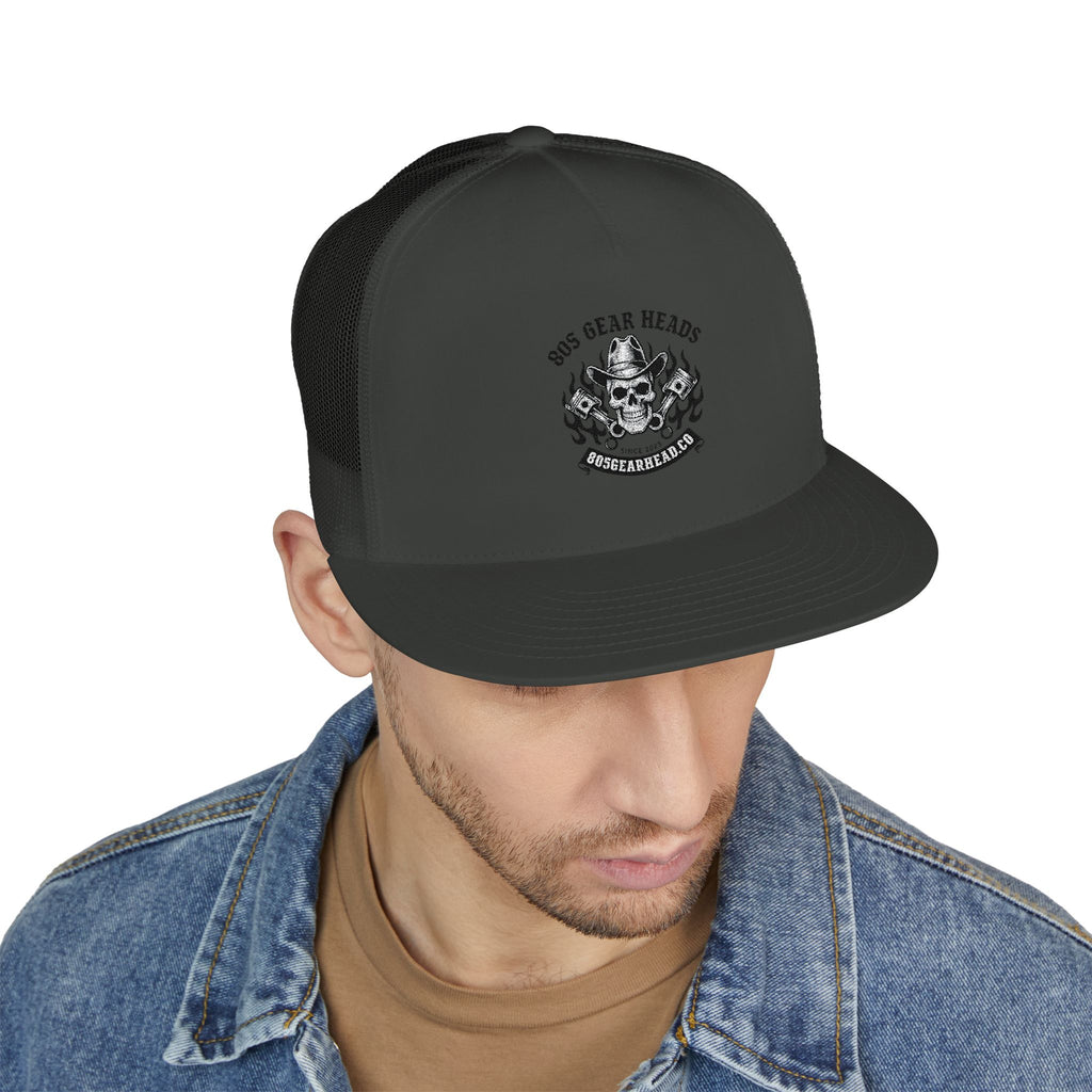 Embroidered Skull Trucker Cap