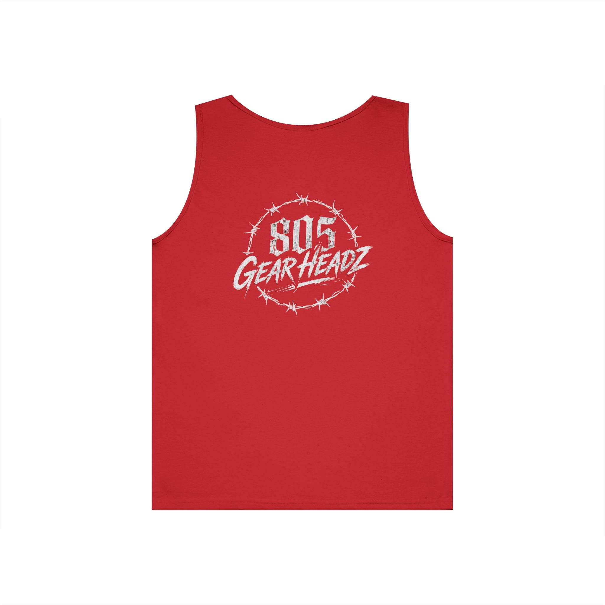 805 Gearheadz Tank Top — Barbed Wire Logo Muscle Tee for Car Enthusiasts