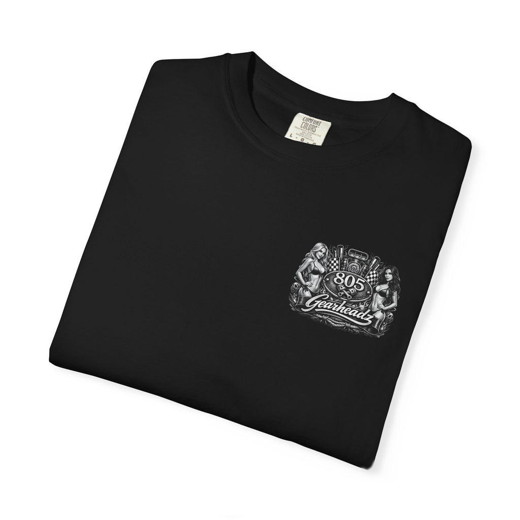 805 Gearheadz Motorcar T-Shirt — Retro Pinup Engine Graphic