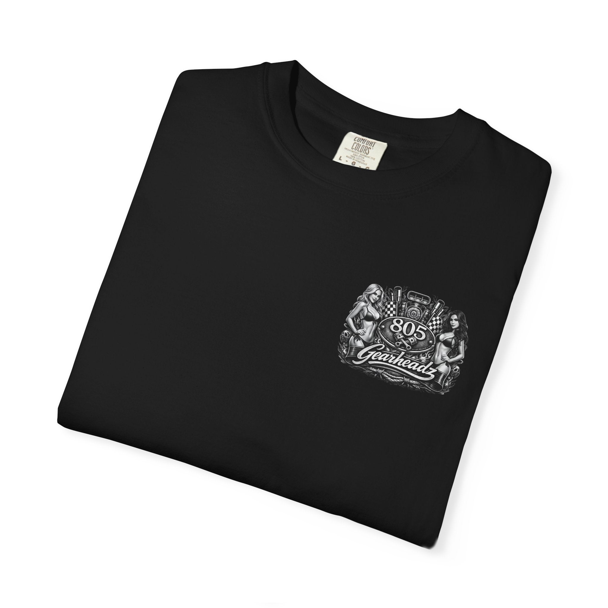 805 Gearheadz Motorcar T-Shirt — Retro Pinup Engine Graphic