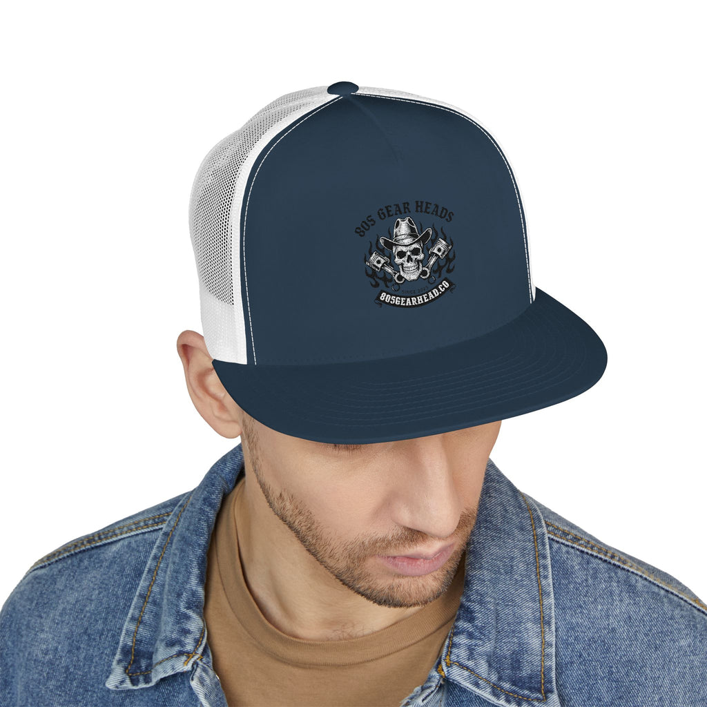 Embroidered Skull Trucker Cap