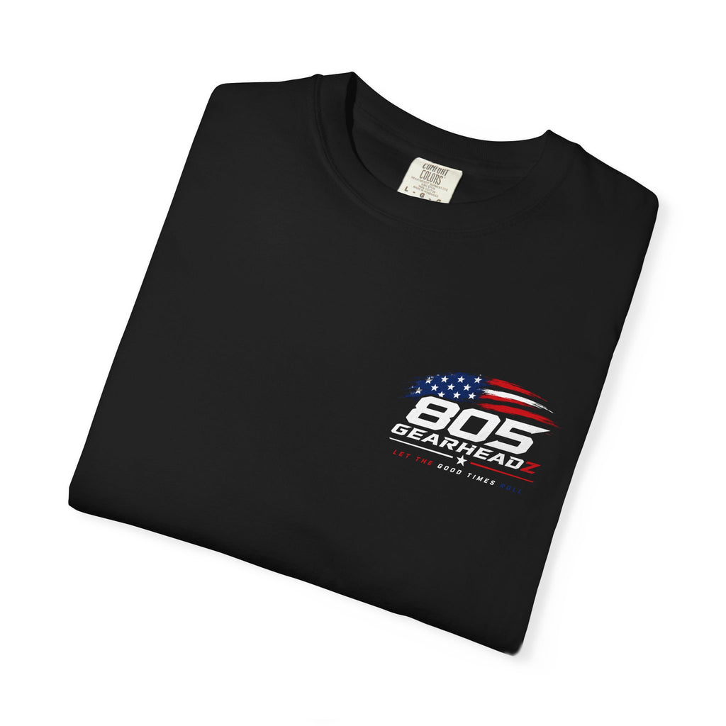 805 Gearhead T-Shirt — American Flag Muscle Car Racing Tee