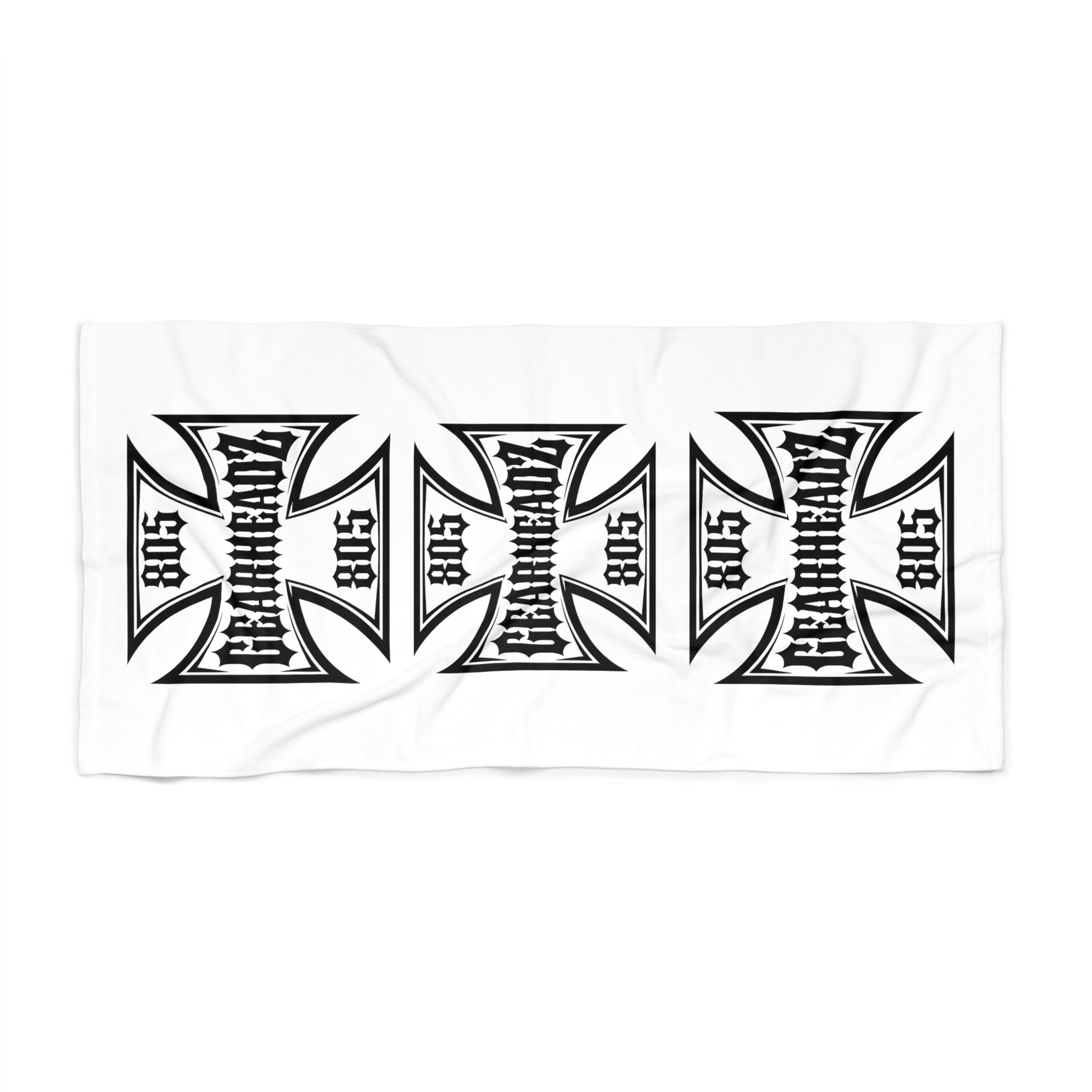 Beach Towel — 805 Gearhead Maltese Cross Design