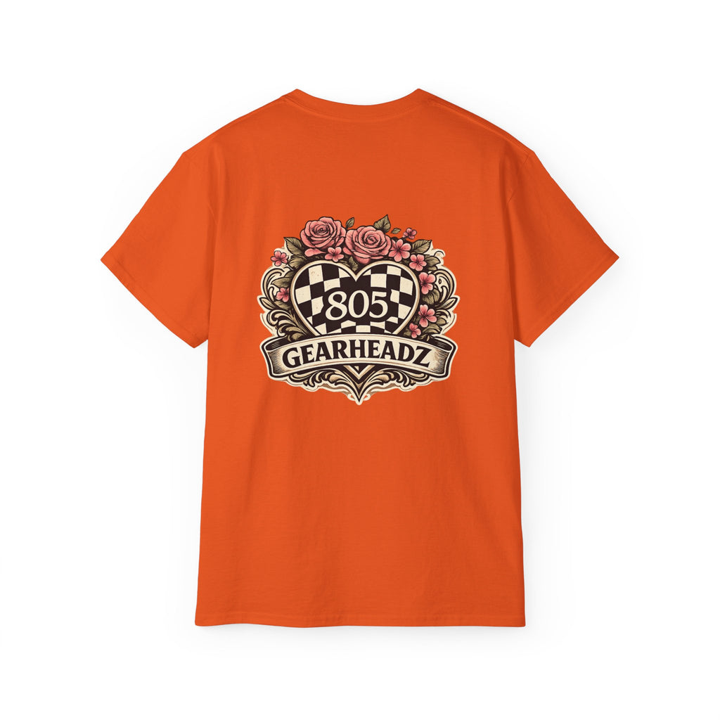 805 Gearheadz Racing Tee — Floral Checkered Crest Cotton Shirt