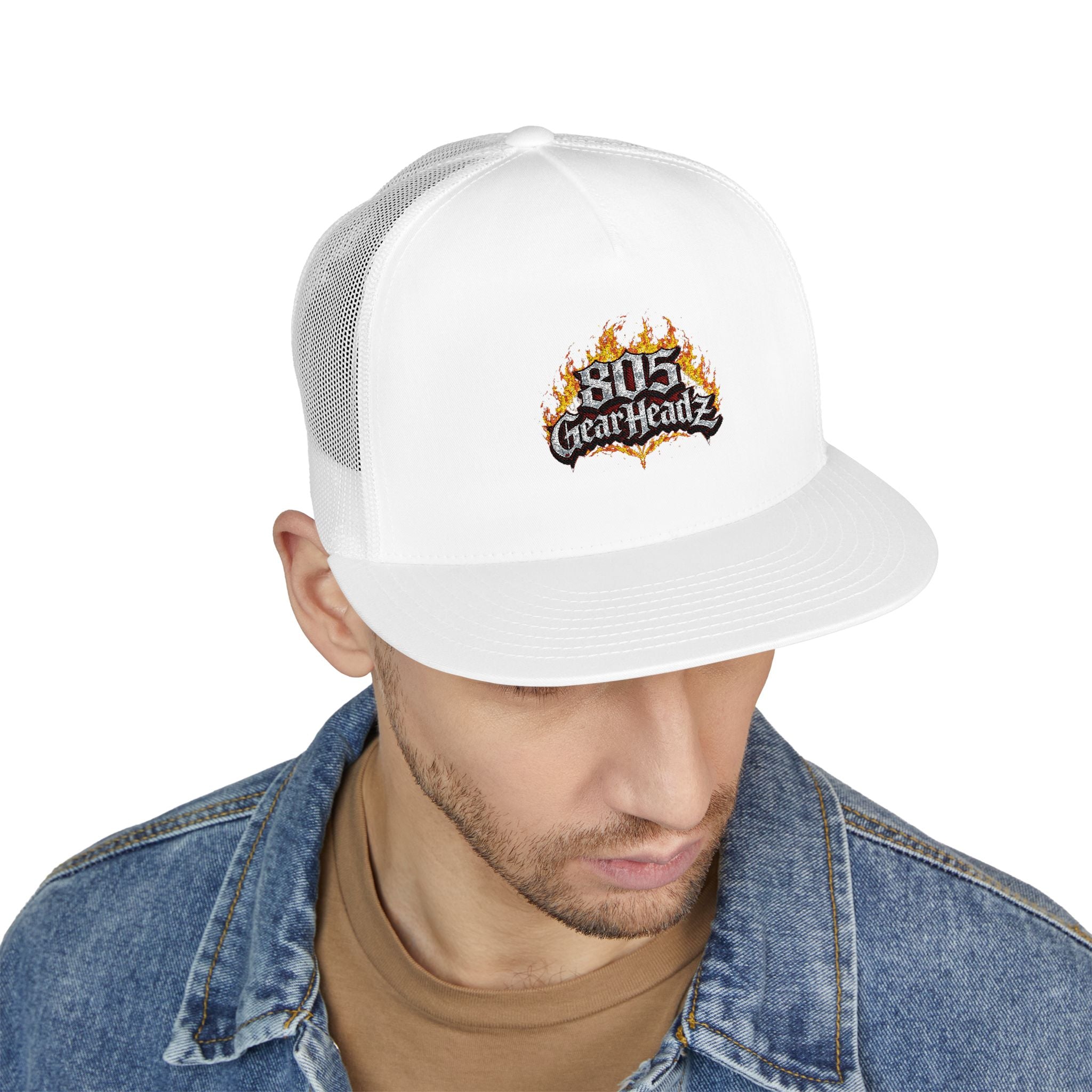 805 Firehouse Trucker Cap — Embroidered Flame Logo Hat