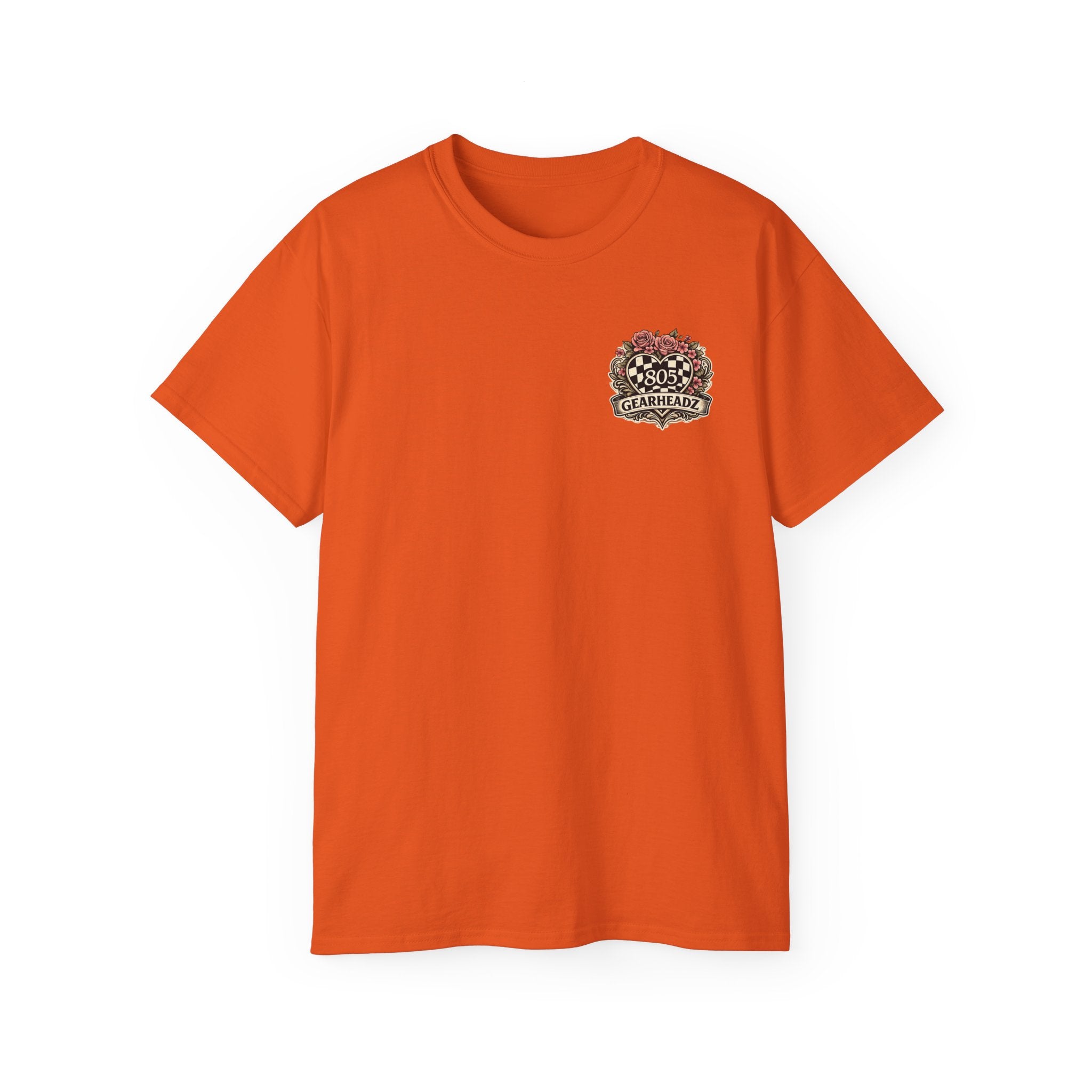 805 Gearheadz Racing Tee — Floral Checkered Crest Cotton Shirt
