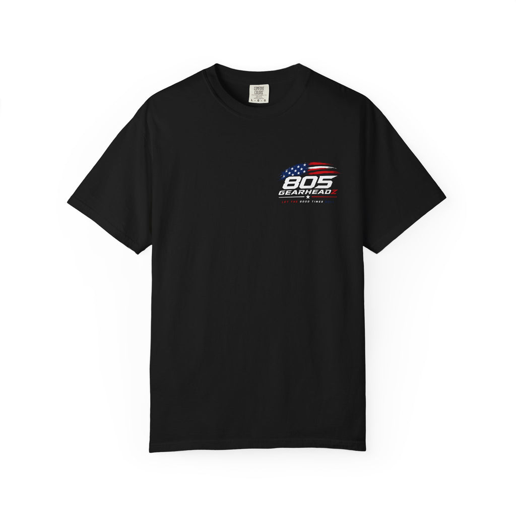 805 Gearhead T-Shirt — American Flag Muscle Car Racing Tee